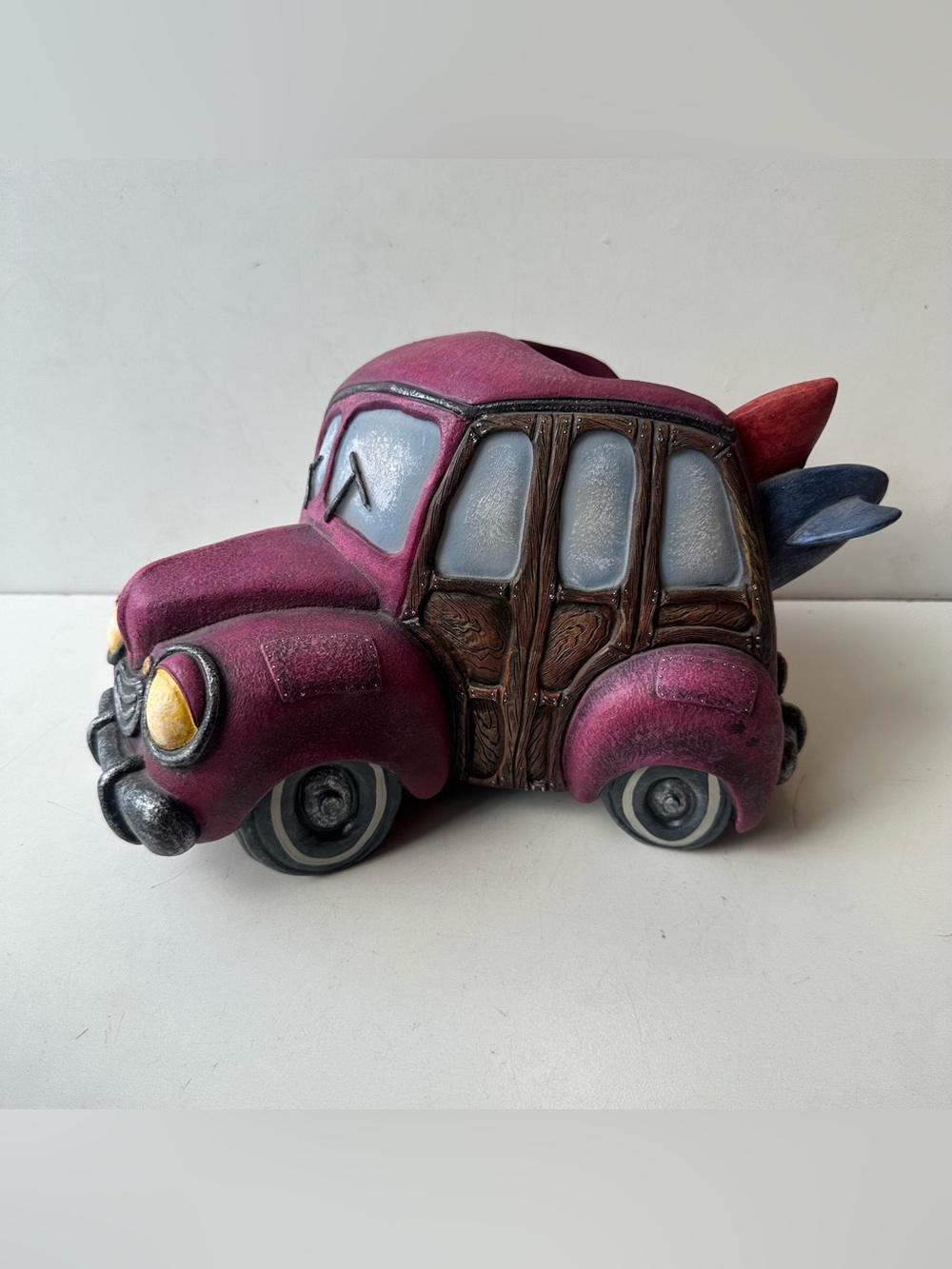 Kooky Woody Surfboard Car Wine Bottle Holder Topper Resin Beach Decor Vintage